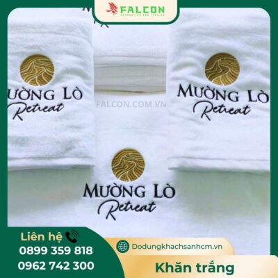 Khăn lau tay khách sạn thêu logo hcm