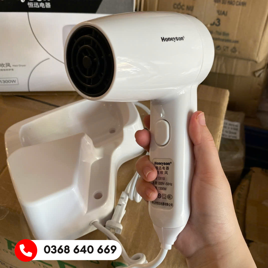 Máy sấy tóc gắn tường honeyson máy khỏe, gió mạnh.