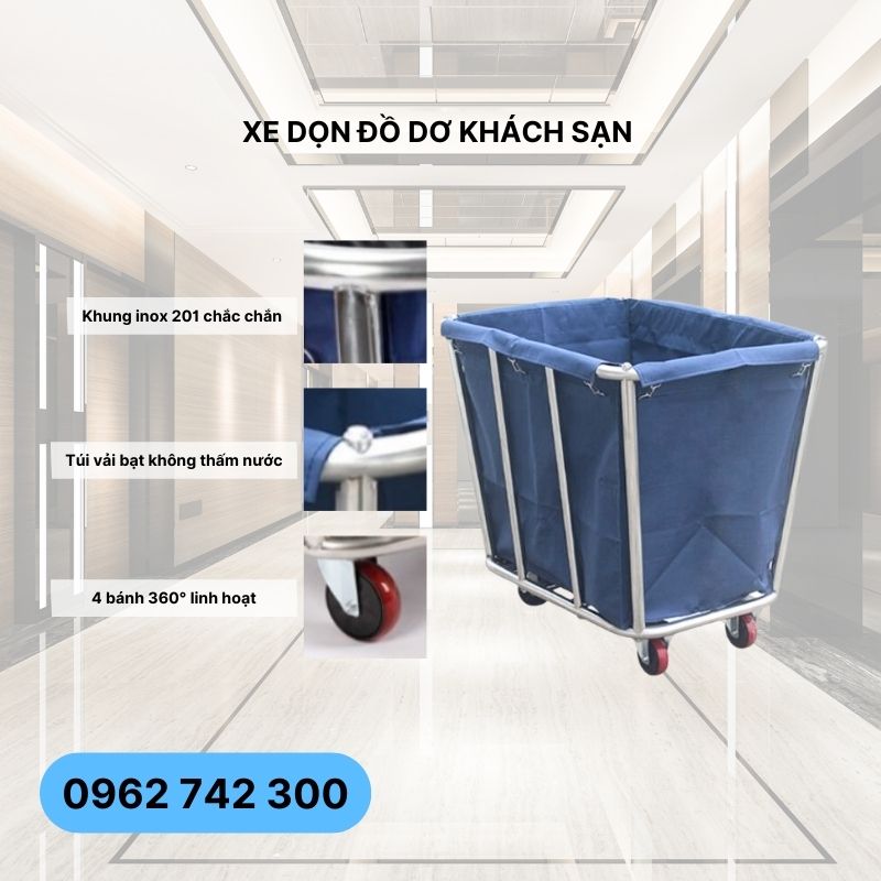 xe đẩy dọn đồ dơ khách sạn