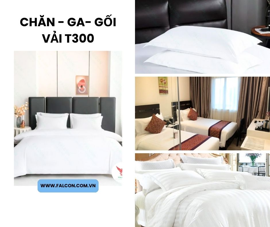 Chăn ga gối đệm vải T300 khách sạn hcm