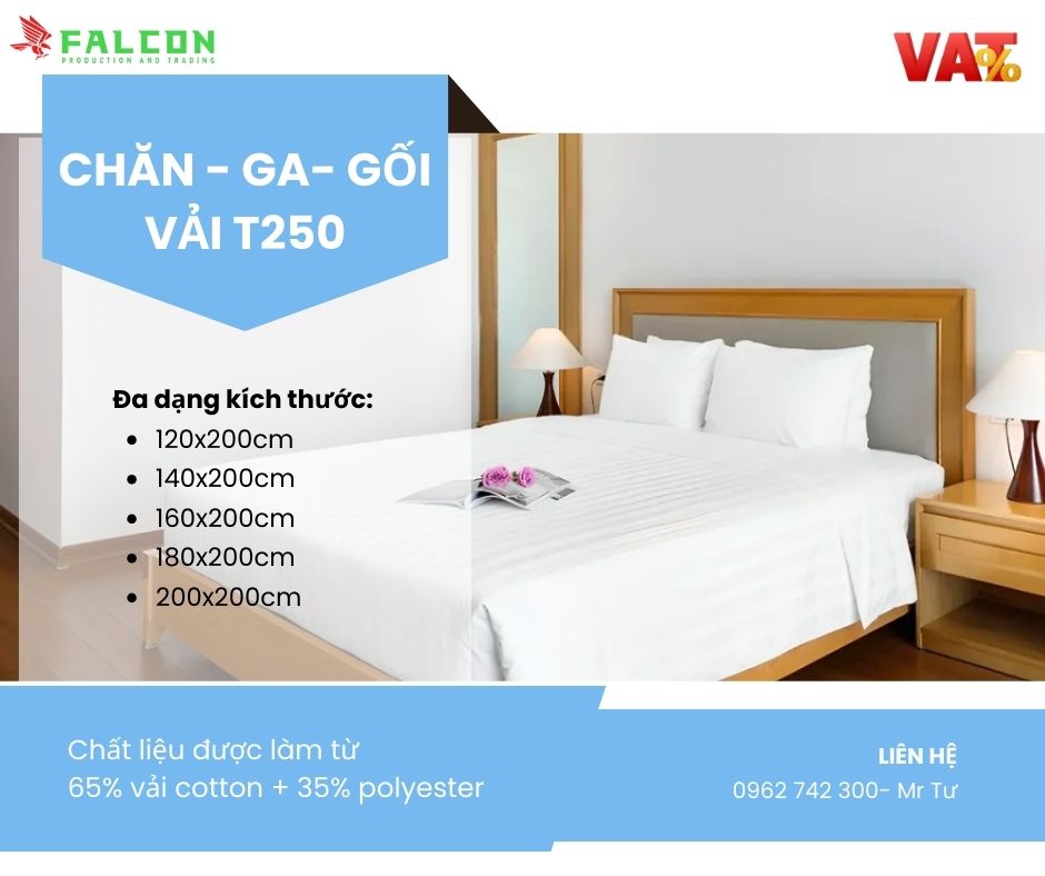 Chăn ga gối khách sạn T250 hcm