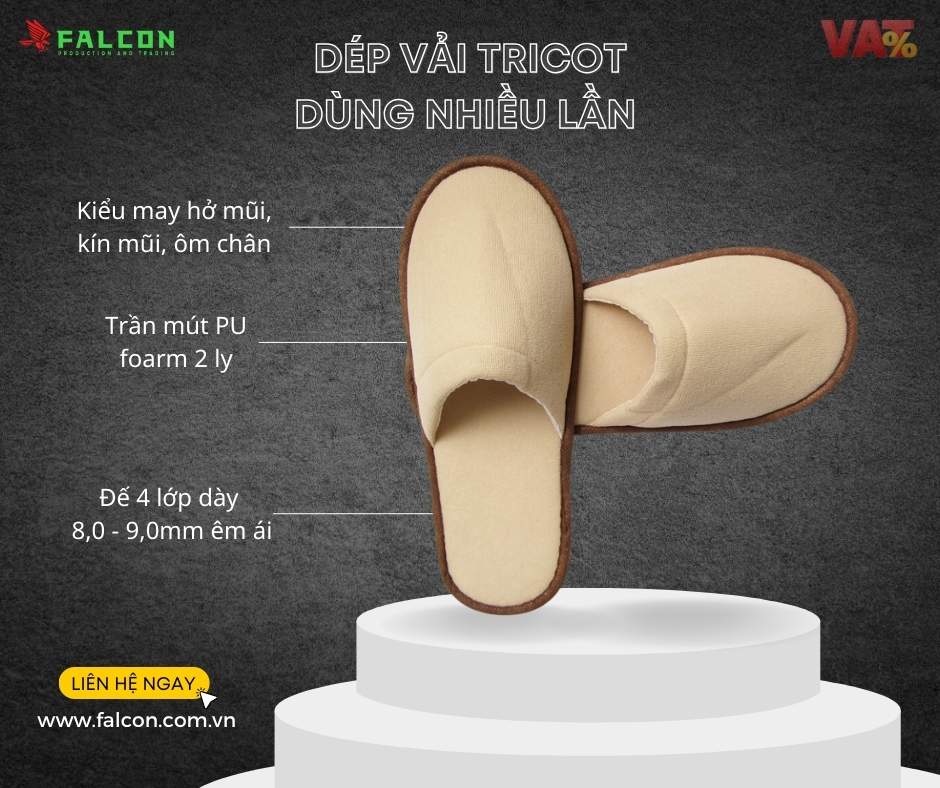 Dép vải tery dùng nhiều lần