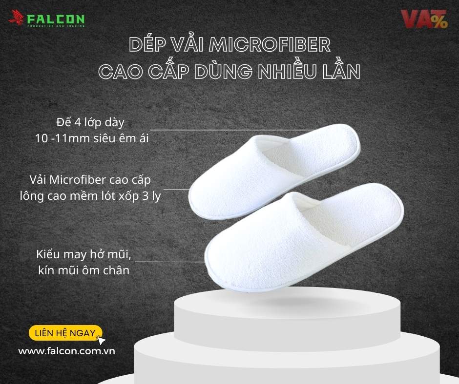 Dép microfiber dùng nhiều lần vải cao cấp
