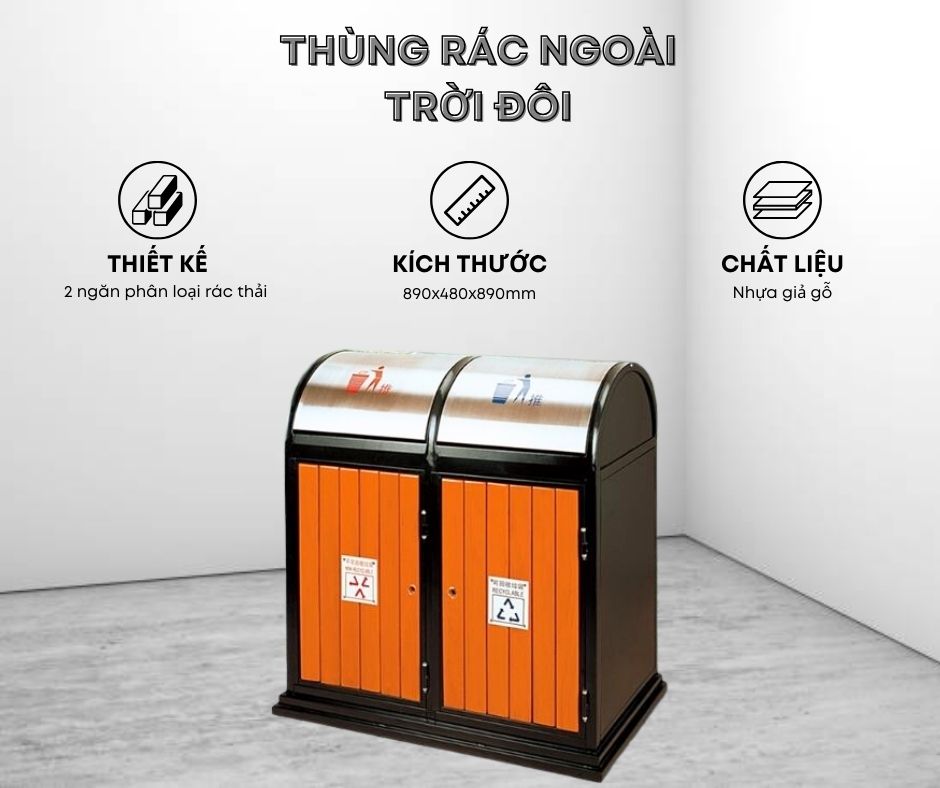 Thùng rác đôi ngoài trời khách sạn