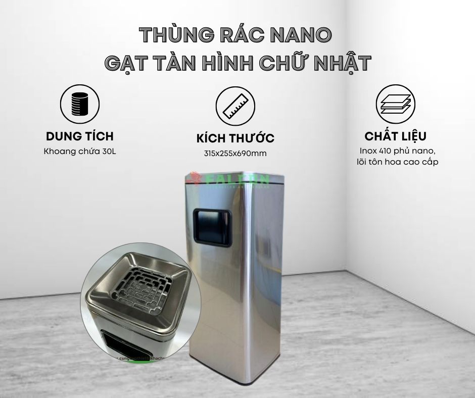 Thùng rác nano gạt tàn đơn cao cấp