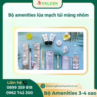 Bộ amenities lúa mạch sang trọng đóng túi màng nhôm chất lượng cao