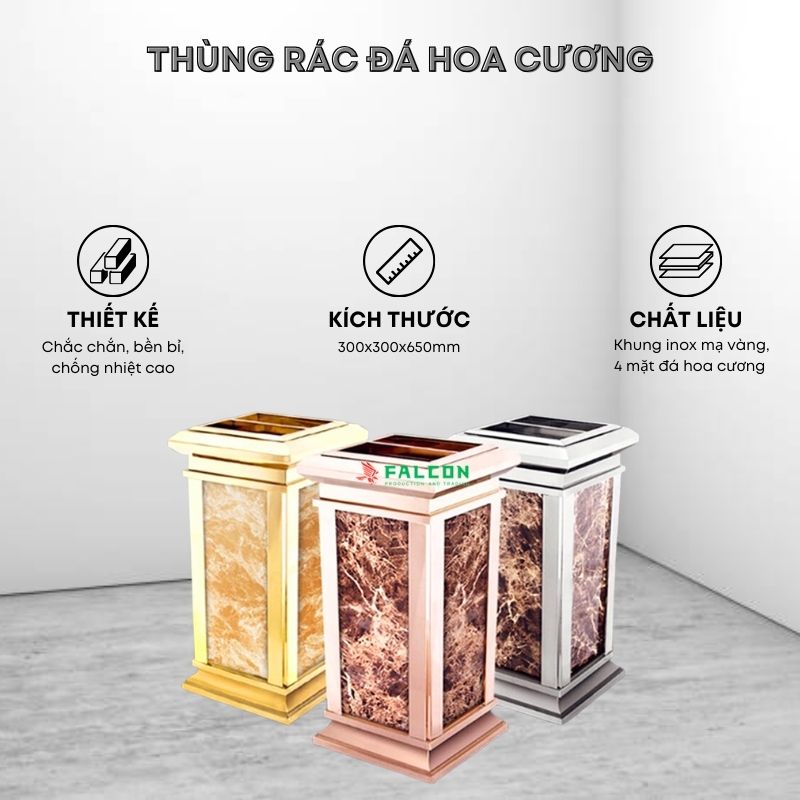 thùng rác sảnh đá hoa cương