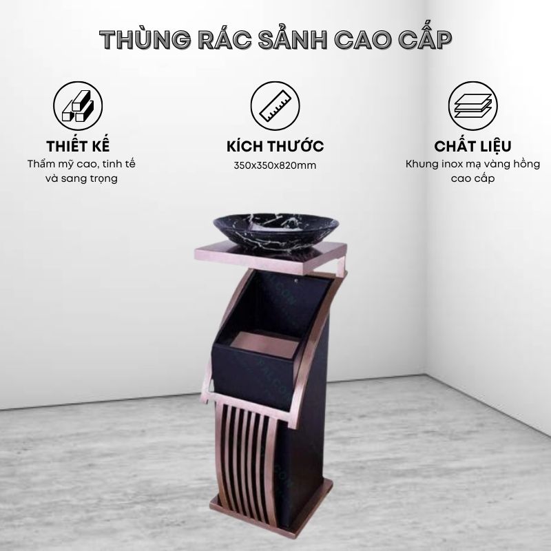 Thùng rác sảnh inox khách sạn cao cấp