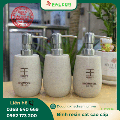 Bình đựng dầu gội, sữa tắm resin cao cấp.
