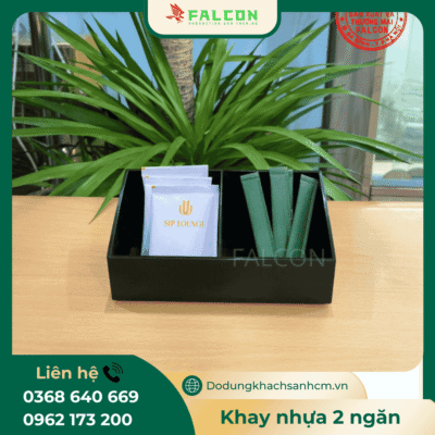 Khay 2 ngăn đựng trà cà phê trong phòng khách sạn