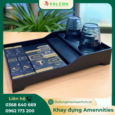 Khay đựng đồ tiêu hao có lỗ úp cốc cho khách sạn