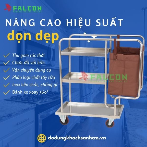 Xe dọn vệ sinh khách sạn, đa năng, tiện ích