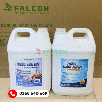 Can dung dịch giúp khách sạn, nhà hàng tiết kiệm: Can nước rửa tay, can nước lau kính.