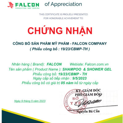giấy công bố dầu gội khách sạn công ty falcon